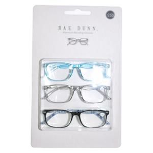 Rae Dunn +2.50 Reading Glasses Collection 3pcs Set Blue,Gray,Black NWB